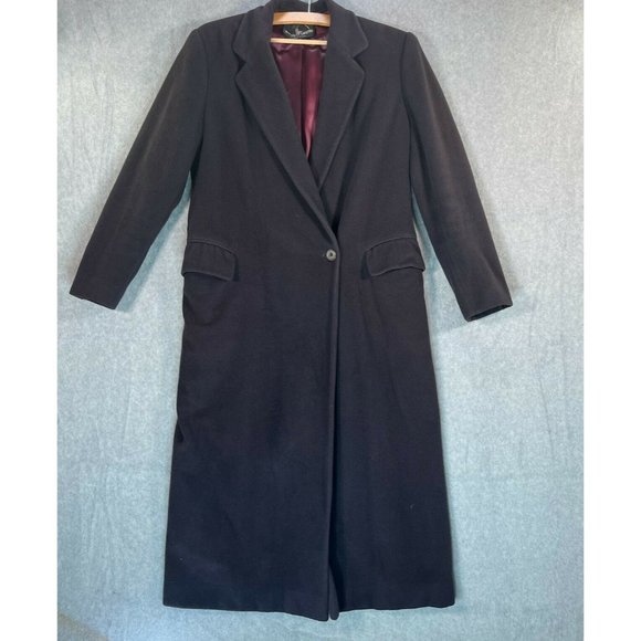 Ralph Lauren Coat Womens 8 Cashmere 1970's Long Black Purple Lined Union Made